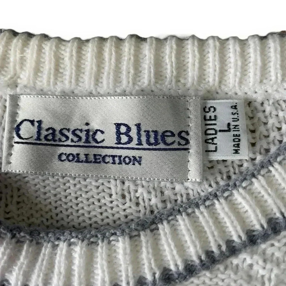 Vtg Cottagecore Short Sleeve‎ Sweater Embroidered Birdhouse Garden Floral USA L - Picture 11 of 11